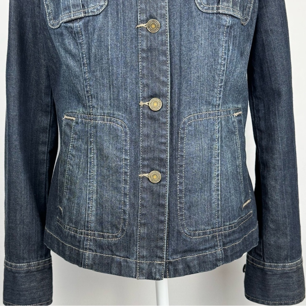Tommy Hilfiger Denim Jacket Blue Jean Jacket Dark Rinse Slim Fit Stretch Medium - Picture 3 of 11